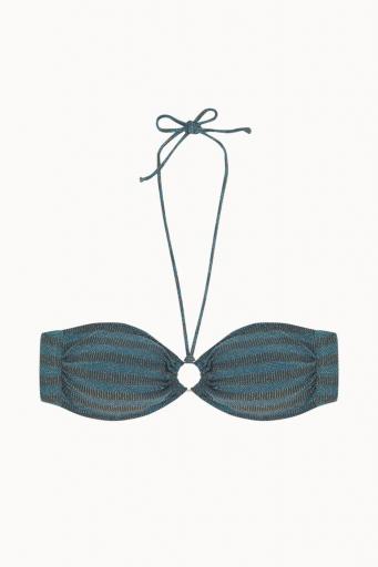 Top bikini bandeau con aro dorado lúrex azul y dorado con braguita clásica normal [1]