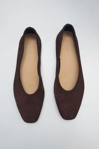 Bailarina marrón serraje punta fina suede [1]
