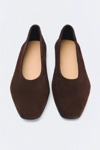 Bailarina marrón serraje punta fina suede [0]