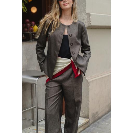 Blazer jaspeado cheviot cuello caja Amal