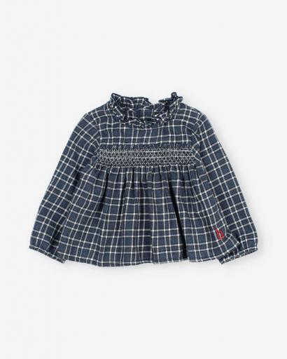 Blusa tartan bebe azul