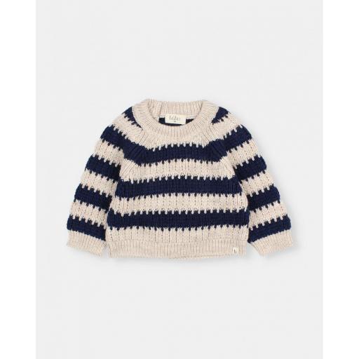 Jersey de rayas azul marino [0]
