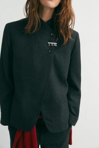 Blazer gris raya diplomática apertura Bastian [1]