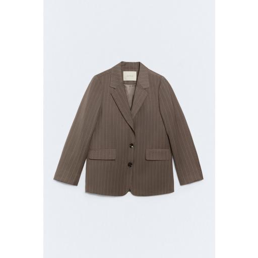 Blazer oversize raya diplomática marrón [0]