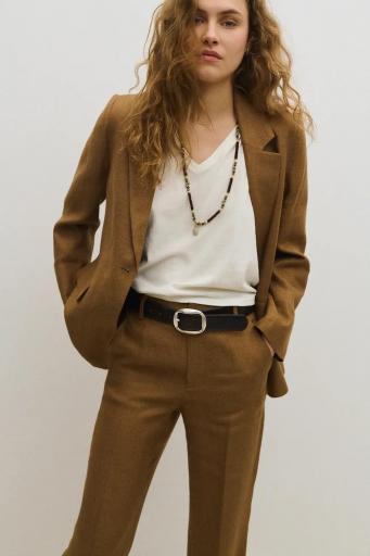 Blazer recta lino marrón tostado Habana [3]