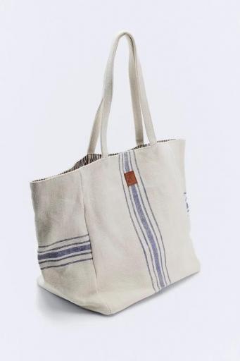 Bolso yute algodón beige rayas azules  Illetes [2]