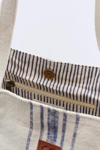 Bolso yute algodón beige rayas azules  Illetes [4]
