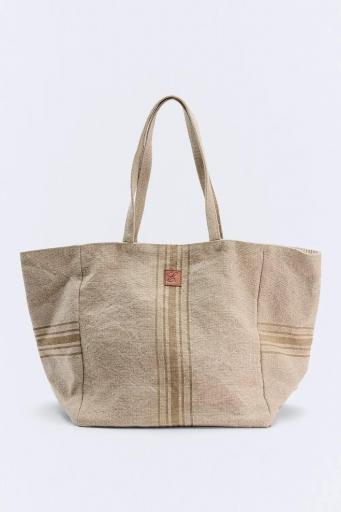 Bolso yute algodón marrón rayas tostadas Illetes