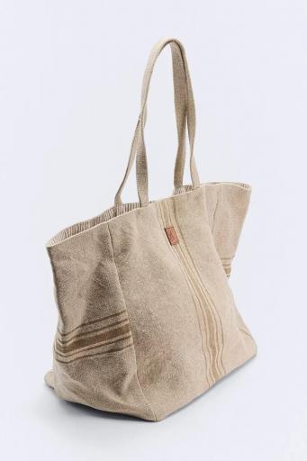 Bolso yute algodón marrón rayas tostadas Illetes [1]