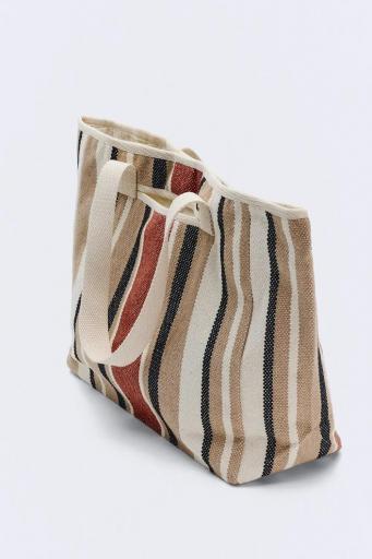 Bolso maxi rayas beige Macarella [1]