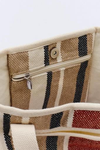 Bolso maxi rayas beige Macarella [2]