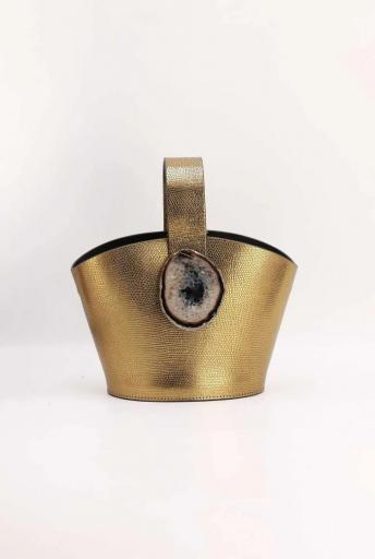 Bolso Zoe grabado dorado con ágata natural