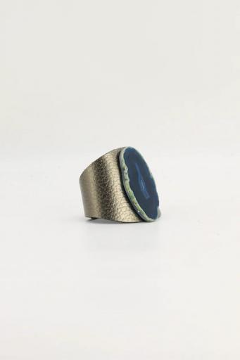 Brazalete grabado plomo ágata azul verdoso [1]