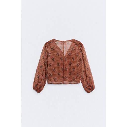 Blusa bambula manga abullonada Dorothy flores [1]
