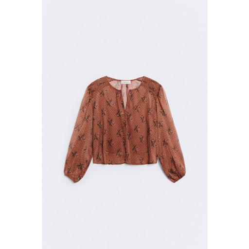 Blusa bambula manga abullonada Dorothy flores [0]