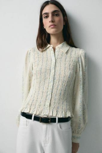 Camisa romántica estampado fruncido Harriet