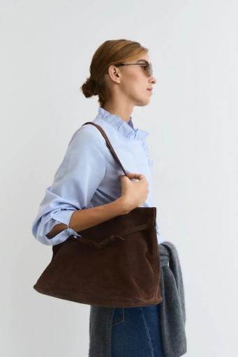 Camisa azul algodón volante cuello Josephine [4]