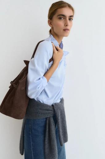 Camisa azul algodón volante cuello Josephine [3]