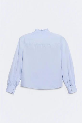 Camisa azul algodón volante cuello Josephine [1]