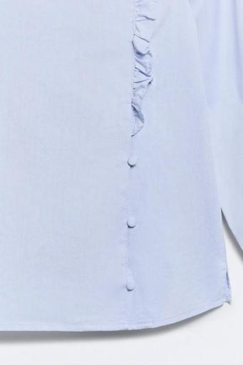 Camisa azul algodón volante cuello Josephine [2]