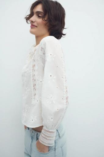 Camisa bordado algodón BCI blanco Prudencia [3]