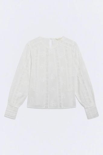 Camisa bordado algodón BCI blanco Prudencia