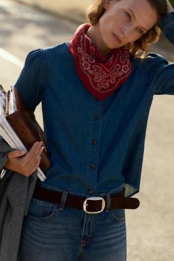 Camisa chambray algodón cuello volante Redford medium blue [3]