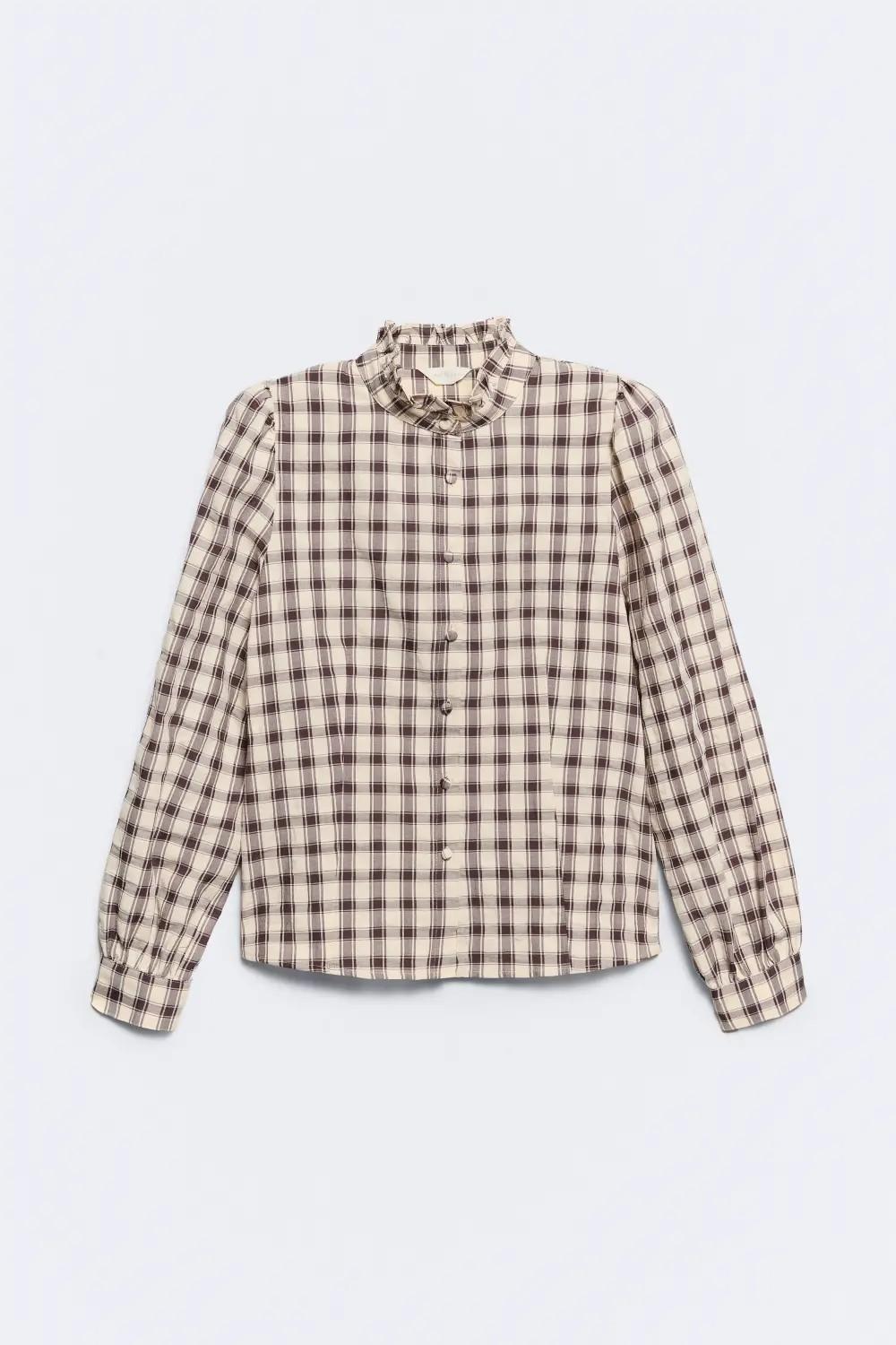 Camisa volante cuadros marrón Salzburg