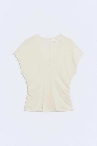 Camiseta algodón escote pico Akari ecru [0]