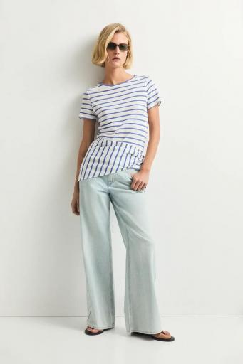 Camiseta azul lino algodón rayas begur [1]