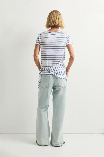 Camiseta azul lino algodón rayas begur [2]