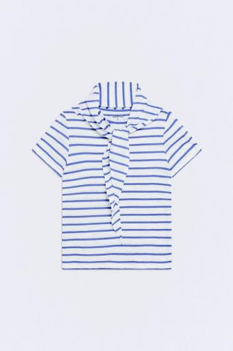 Camiseta azul lino algodón rayas begur [4]