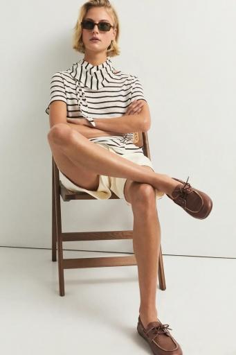 Camiseta marrón lino algodón rayas Begur [3]