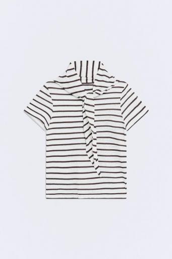 Camiseta marrón lino algodón rayas Begur [2]