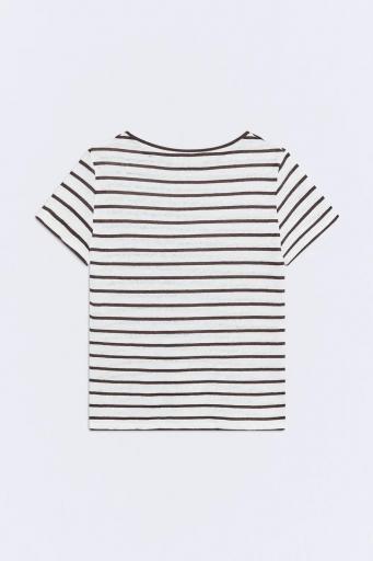 Camiseta marrón lino algodón rayas Begur [1]