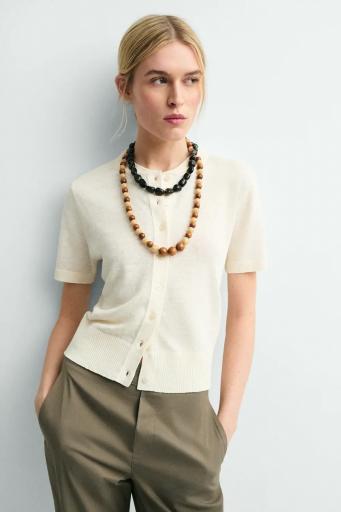 Cárdigan manga corta blanco roto Caroline [2]