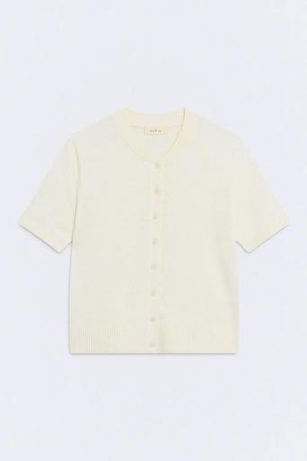 Cárdigan manga corta blanco roto Caroline