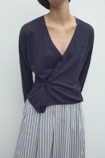 Cárdigan lino azul oscuro Nature [1]