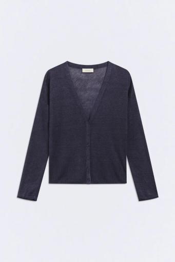 Cárdigan lino azul oscuro Nature
