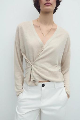 Cárdigan lino beige Nature [4]