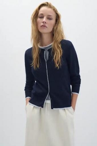 Cardigan alpaca toquilla rayas azul Skin set [4]
