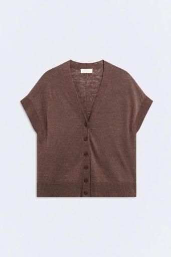 Cárdigan manga corta marrón chocolate Soho
