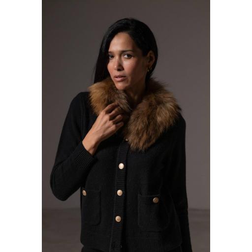 Cardigan botones cashmere ébano [1]