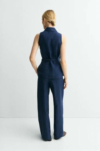 Chaleco lino azul marino rayas Yukata [3]