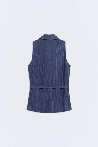 Chaleco lino azul marino rayas Yukata [1]