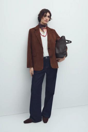 Blazer recto piel suede marrón tostado [2]