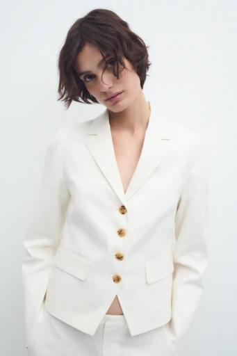 Blazer entallado lino blanco Chicago [1]