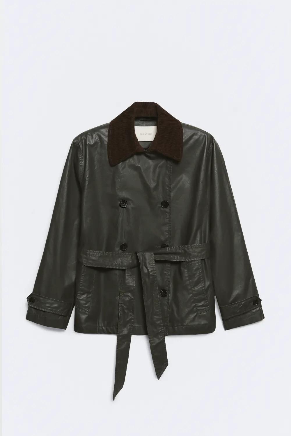 Trench algodón efecto encerado verde Stuart