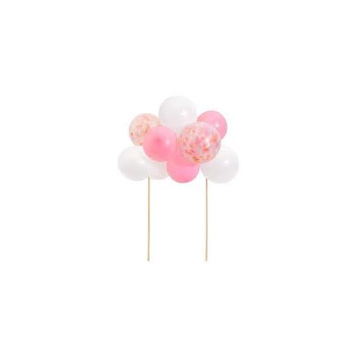 Topper globos rosas con confetti [1]