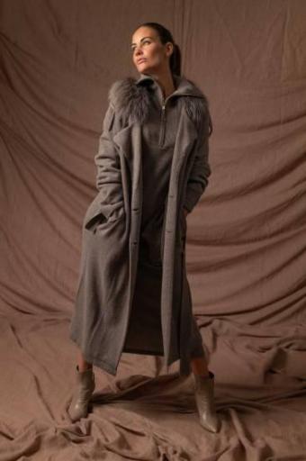 Long cashmere trench taupe vigoré [0]